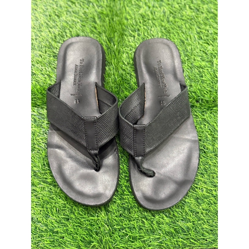 To Boot New York Adam Derrick Leather Sandals Flip Flop Thong Men Size 11 Black